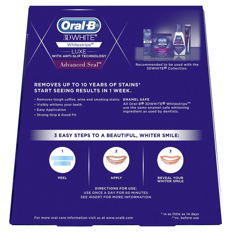 欧乐B Oral-B 3D White Luxe 高级密封美白牙贴 14次