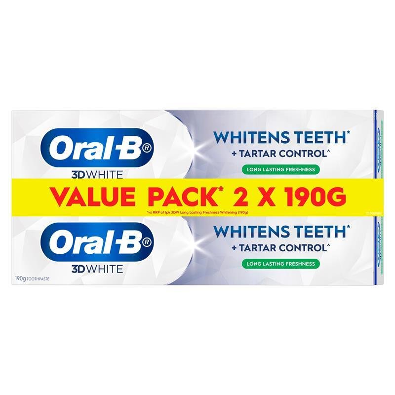 欧乐B Oral B 3D炫白亮白持久清新牙膏 2 x 190g 超值装