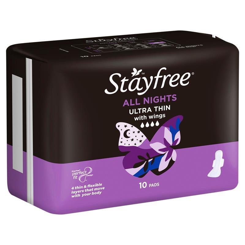 Stayfree 超薄全夜用护翼卫生巾 10片