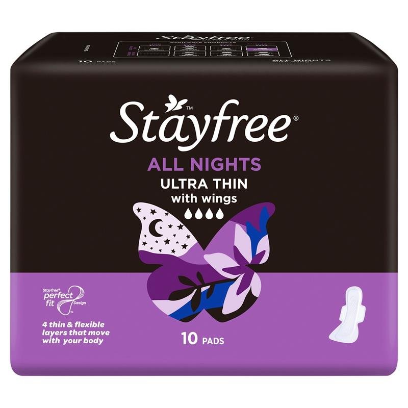 Stayfree 超薄全夜用护翼卫生巾 10片