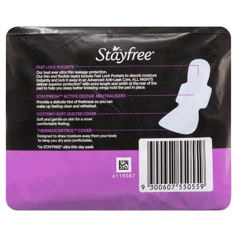 Stayfree 超薄全夜用护翼卫生巾 10片