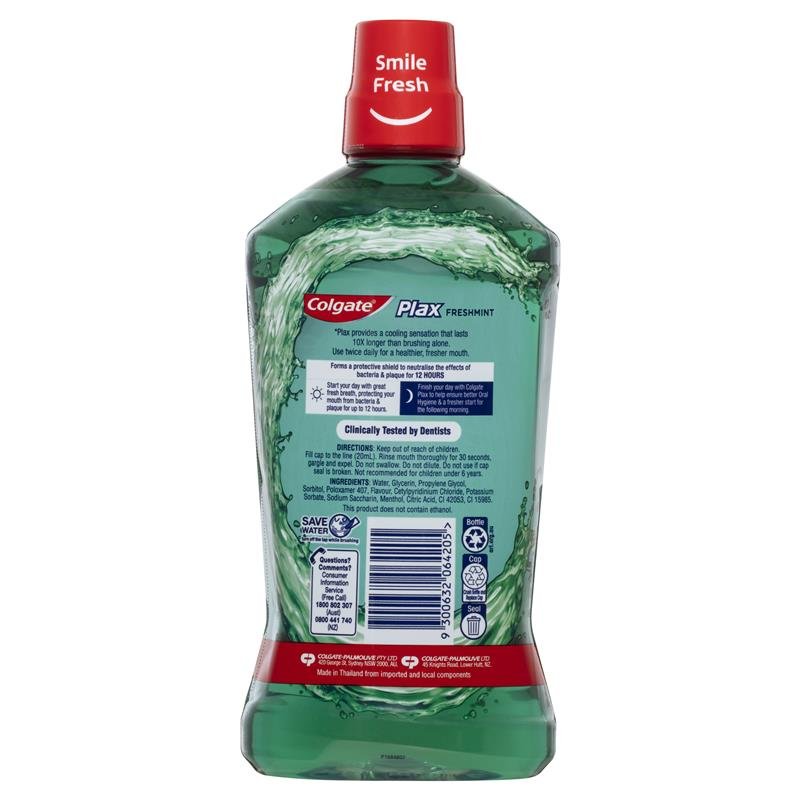 Colgate 高露洁 Plax 无酒精抗菌漱口水 清新薄荷 1L