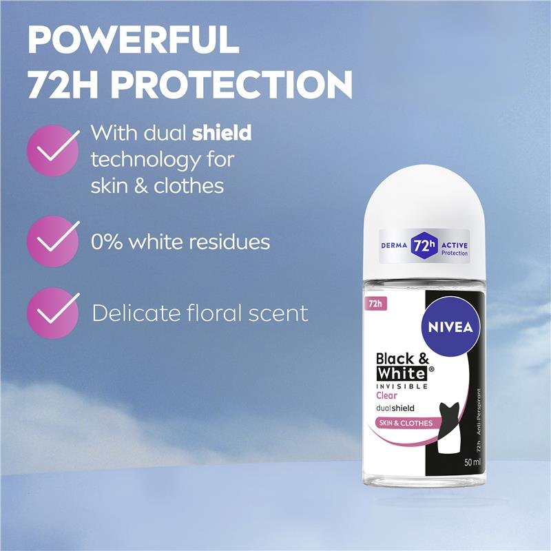 NIVEA 妮维雅 黑白隐形走珠止汗露 72小时 50ml
