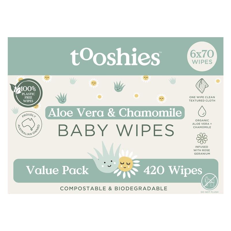 Tooshies 婴儿湿巾 芦荟洋甘菊 6 x 70抽