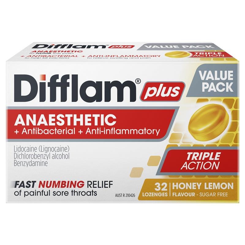 Difflam 迪弗兰 Plus 无糖蜂蜜柠檬润喉含片 32片