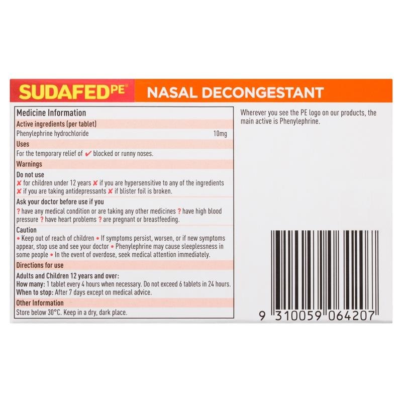 Sudafed PE 鼻塞缓解片 24片