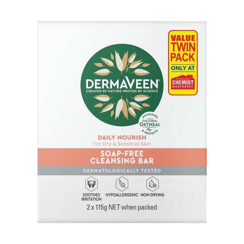DermaVeen 每日滋养无皂基洁肤皂 2 x 115g