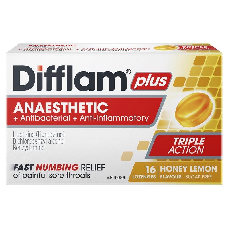 Difflam Plus 无糖润喉含片 蜂蜜柠檬味 16粒
