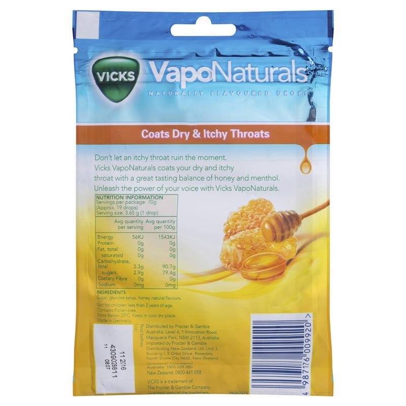 Vicks VapoNaturals 蜂蜜润喉含片 19粒