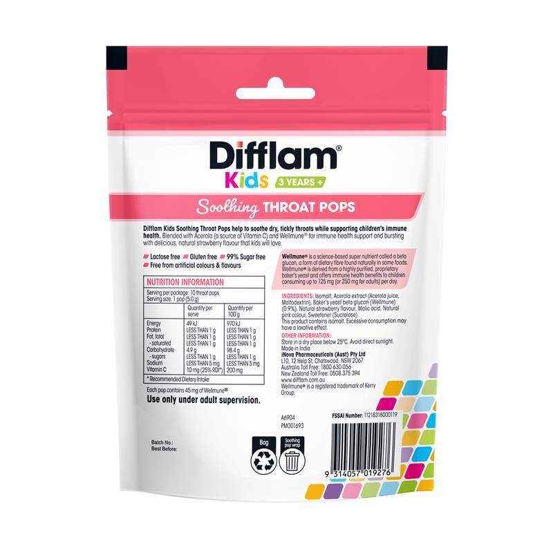 Difflam 舒缓润喉棒棒糖 草莓味 10支