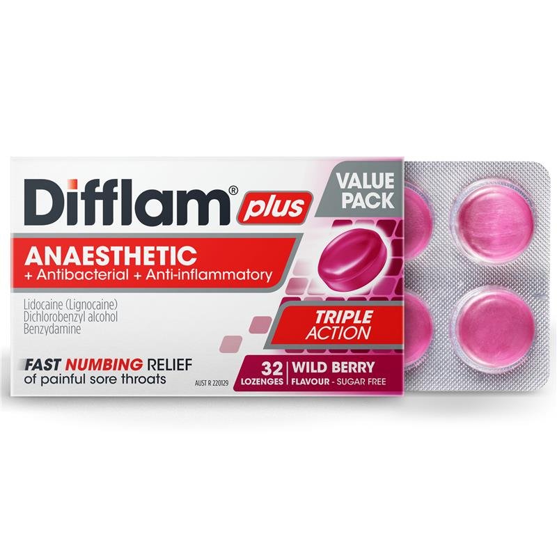 Difflam Plus 无糖含片 野莓味 32粒