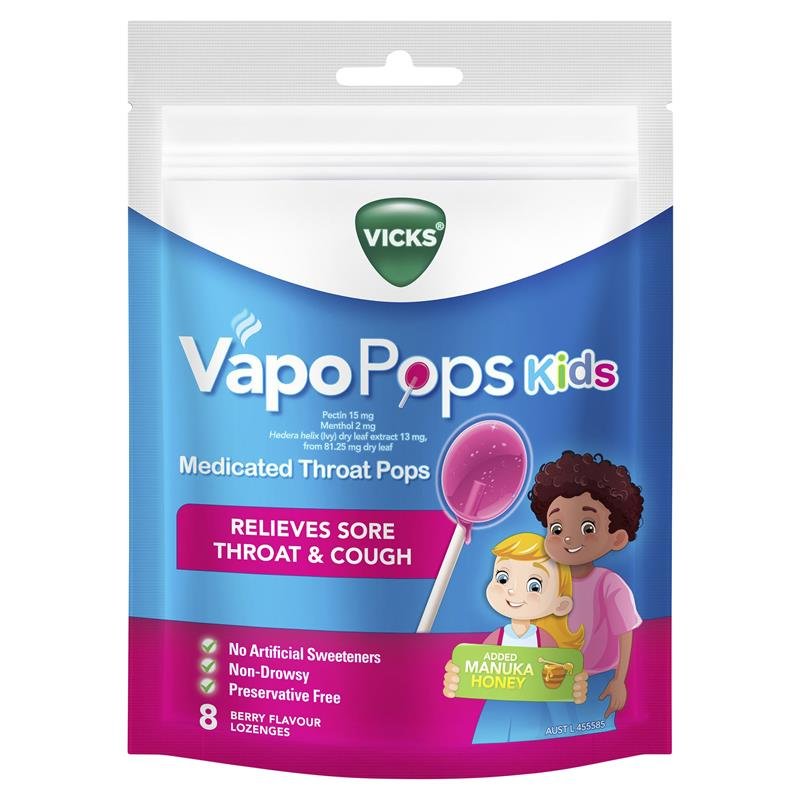Vicks 维克斯 VapoPops 儿童含药润喉棒棒糖 8支装