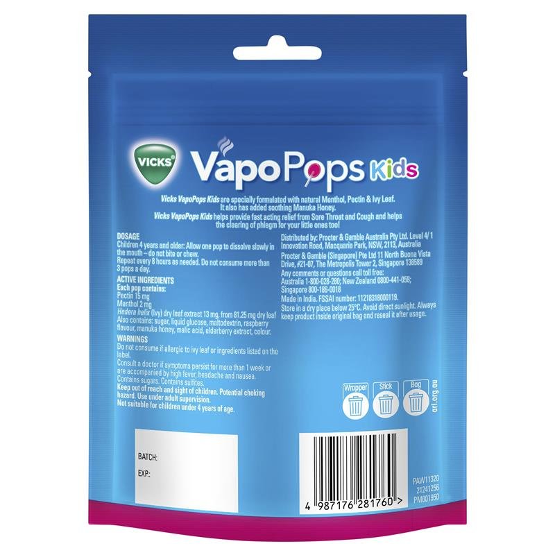 Vicks 维克斯 VapoPops 儿童含药润喉棒棒糖 8支装