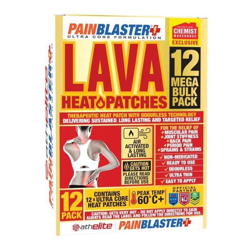Pain Blaster Lava Heat Patches 12 Pack By Athelite Exclusive Size
