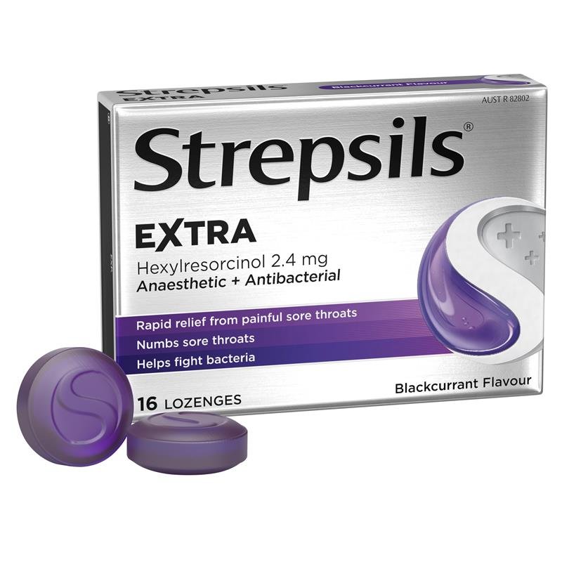 Strepsils 使立消 Extra 黑加仑咽喉痛麻醉含片 16粒