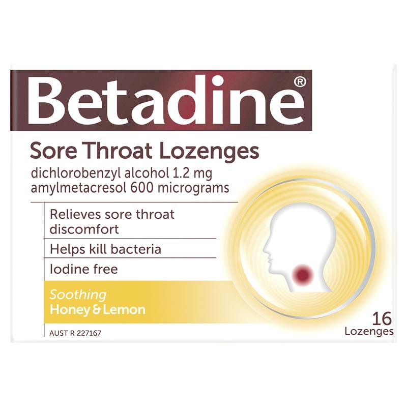 Betadine 舒缓型咽喉含片 蜂蜜柠檬味 16片