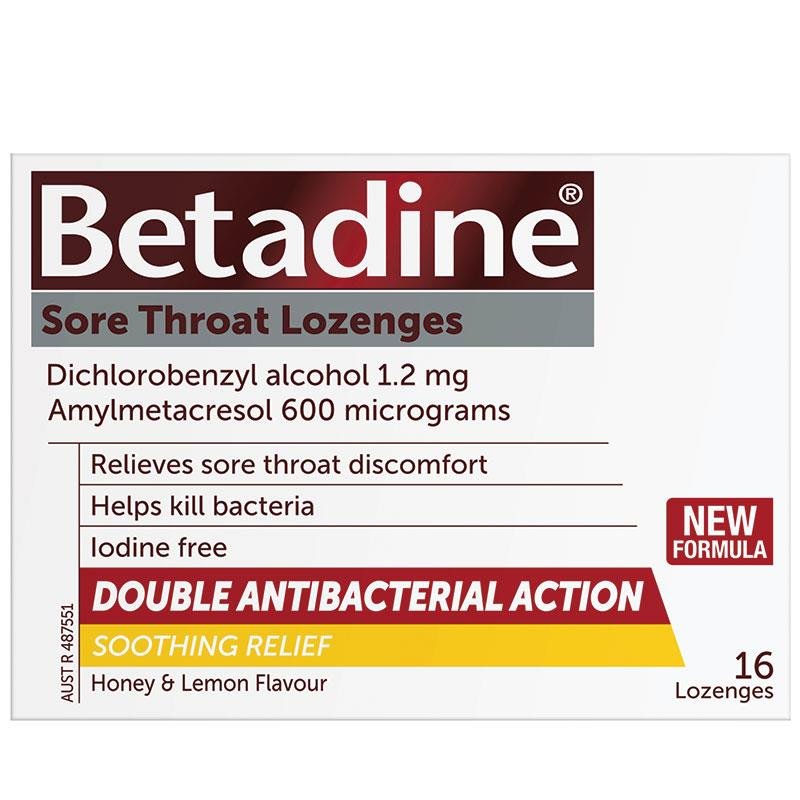 Betadine 舒缓型咽喉含片 蜂蜜柠檬味 16片