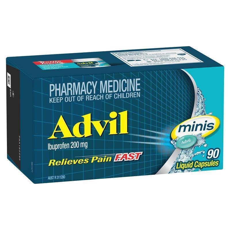Advil Ibuprofen Pain Relief Liquid Mini 90 Capsules