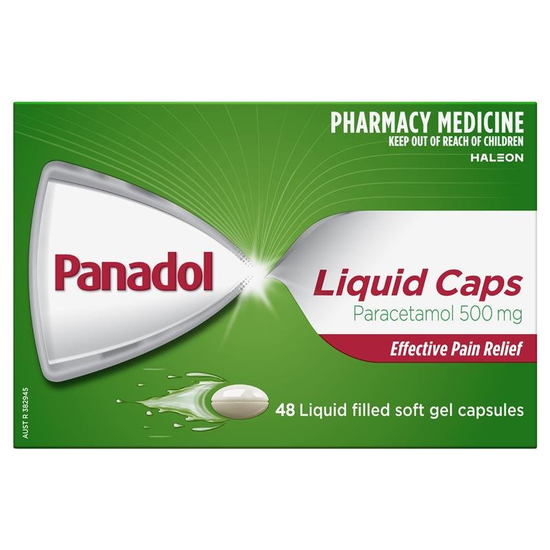 Panadol Liquid Capsules Paracetamol Pain Relief 48 Capsules
