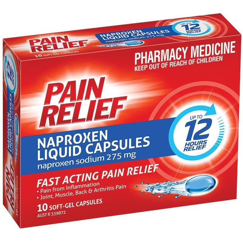 Pain Relief Naproxen Liquid Capsules 10 Pack