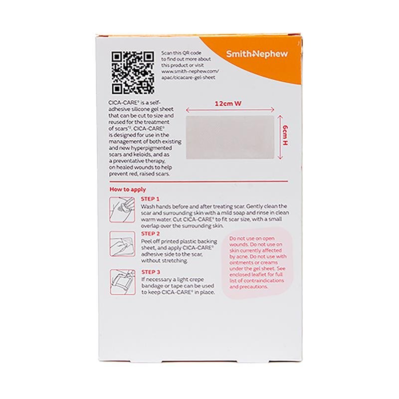 Cica Care Scar Silicone Gel Sheet 12cm x 6cm (This contains 1 sheet only)