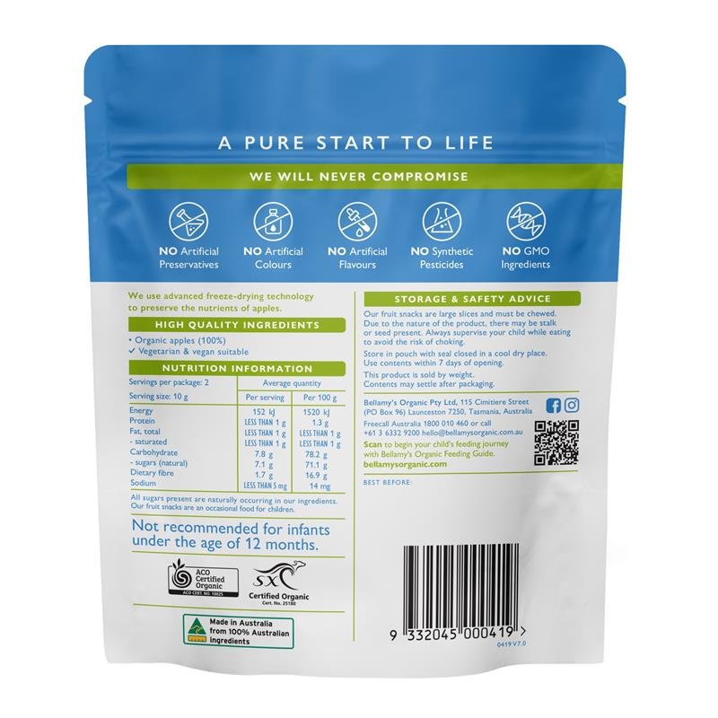 Bellamy's Organic Apple Snacks 20g