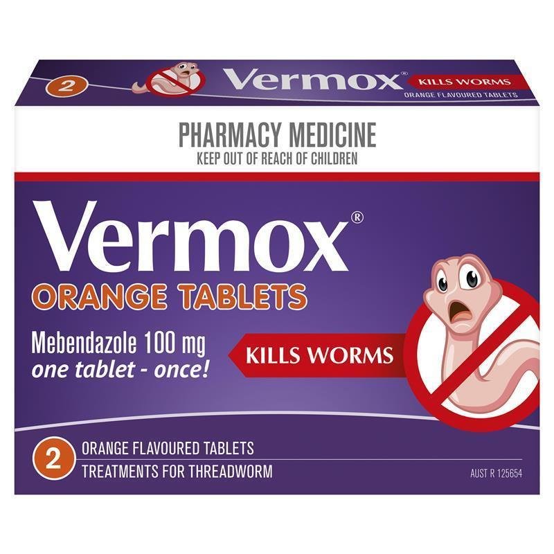 Vermox 甲苯咪唑驱虫片 橙味 2片