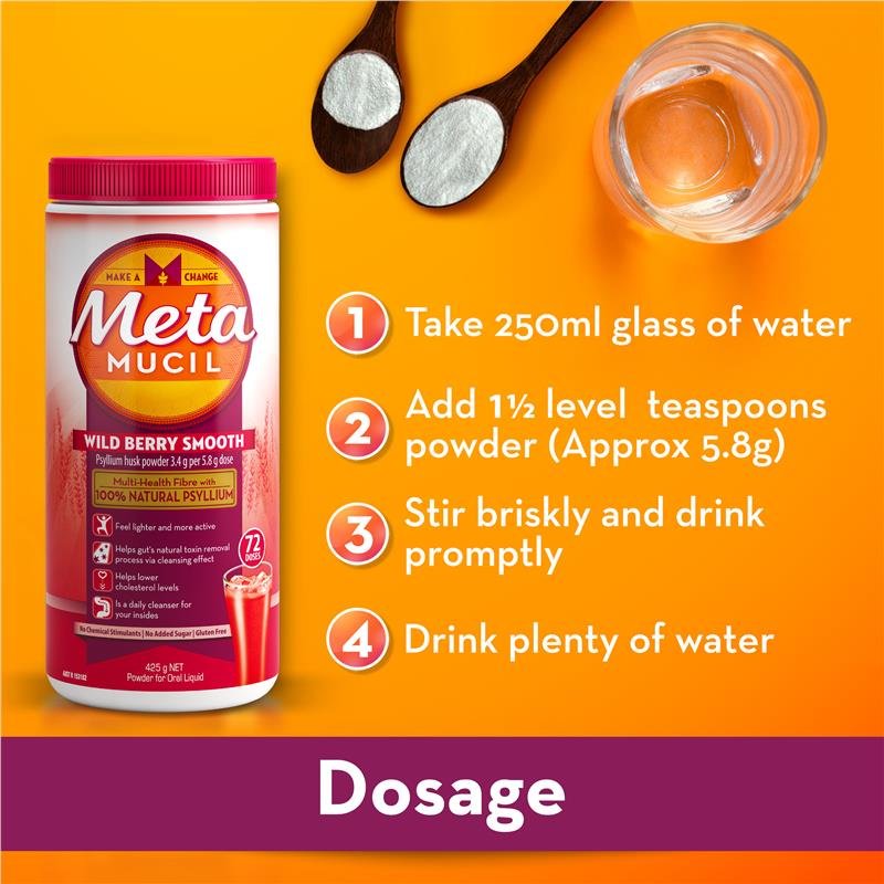 Metamucil Fibre Supplement Smooth Wild Berry 72 Doses
