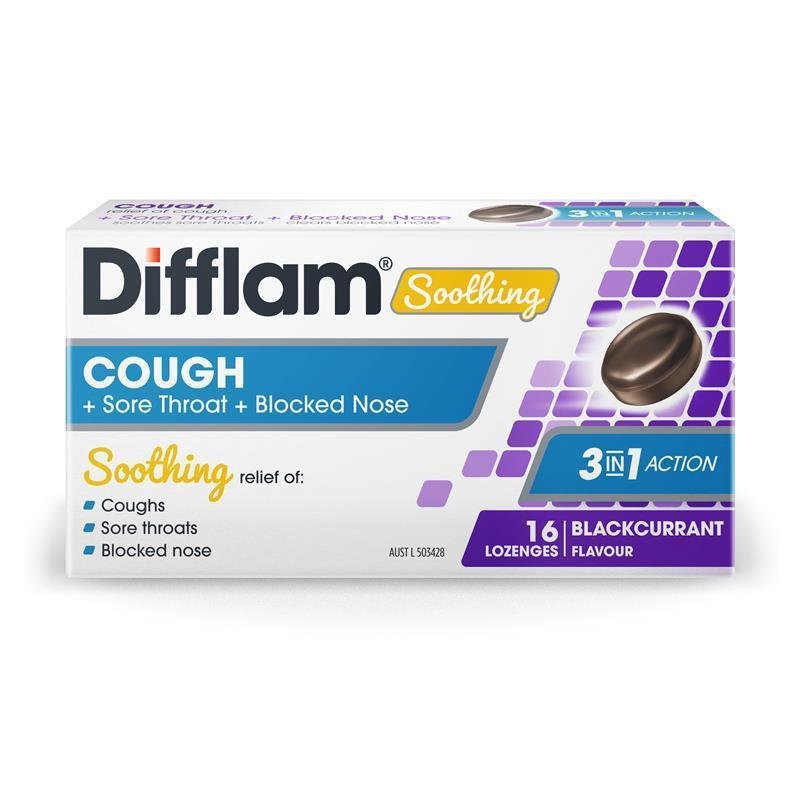 Difflam 舒缓咳嗽喉咙痛鼻塞含片 黑加仑味 16粒