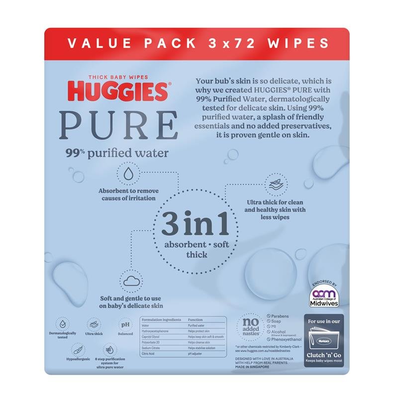 Huggies好奇 PURE 99%纯净水婴儿湿巾 216片