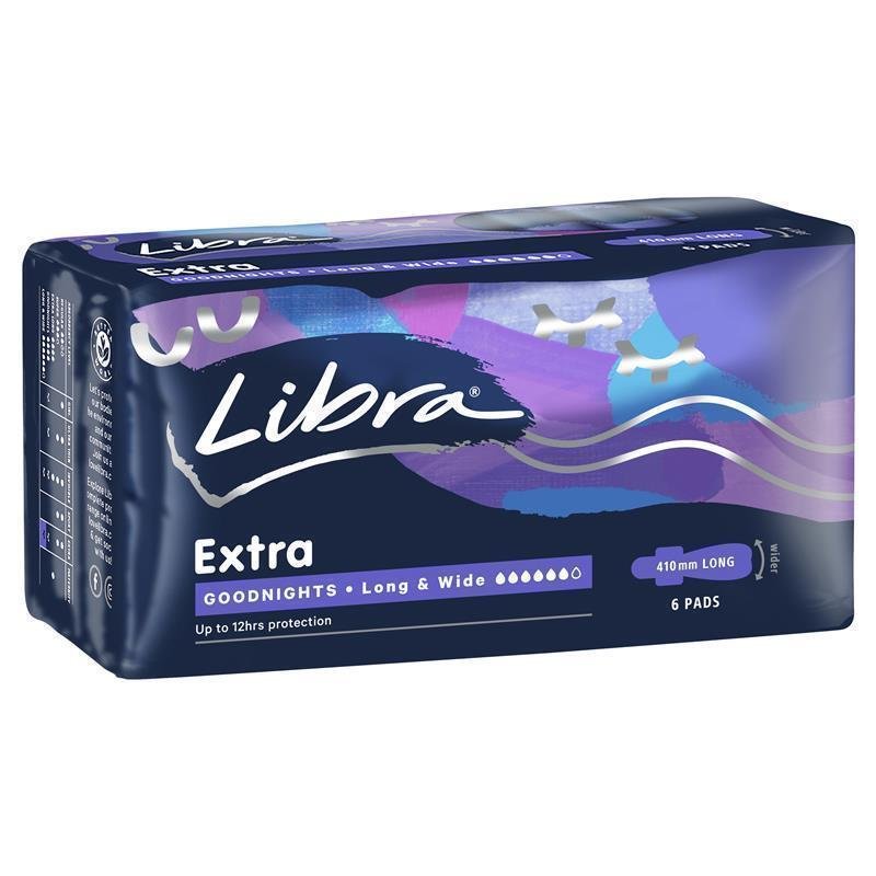 Libra Goodnights 夜用加长加宽卫生巾 6片
