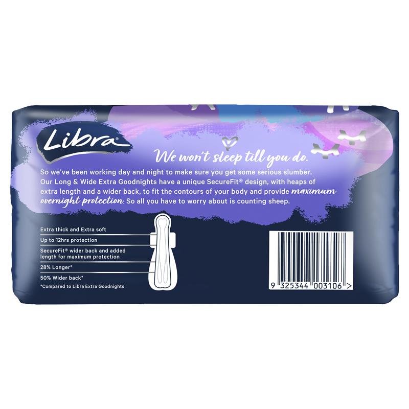 Libra Goodnights 夜用加长加宽卫生巾 6片