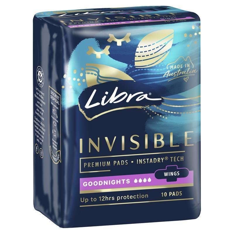 Libra Invisible 隐形夜用卫生巾 带护翼 10片