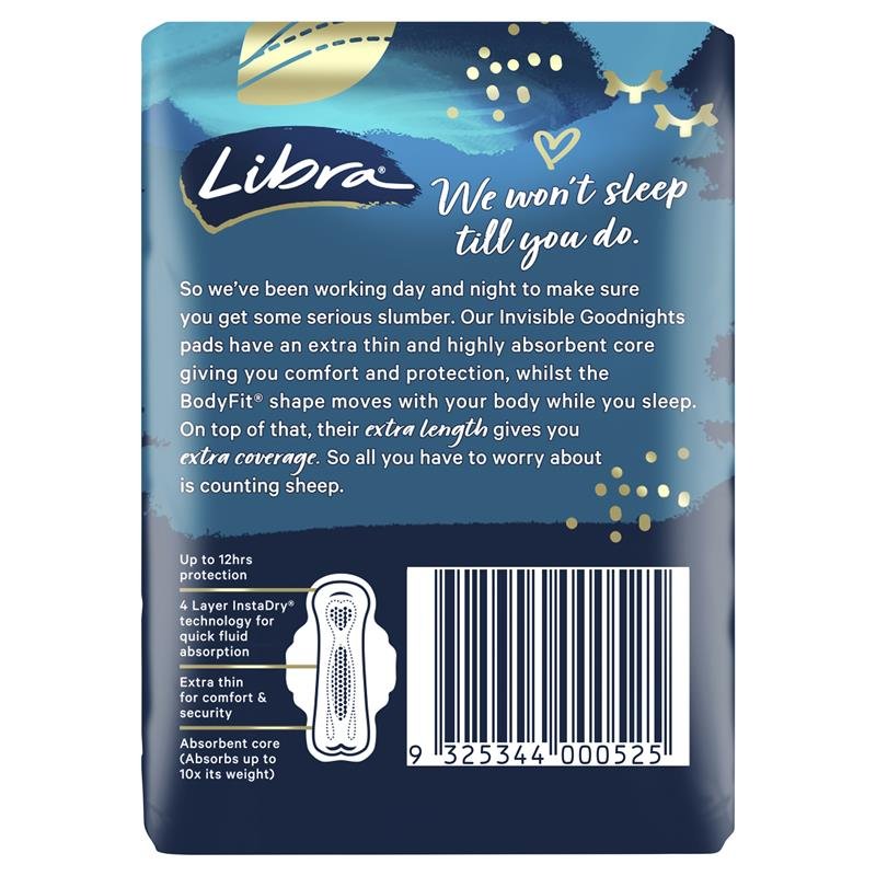 Libra Invisible 隐形夜用卫生巾 带护翼 10片