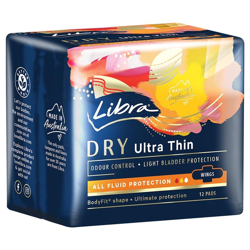 Libra 超薄干爽卫生巾 带护翼 12片