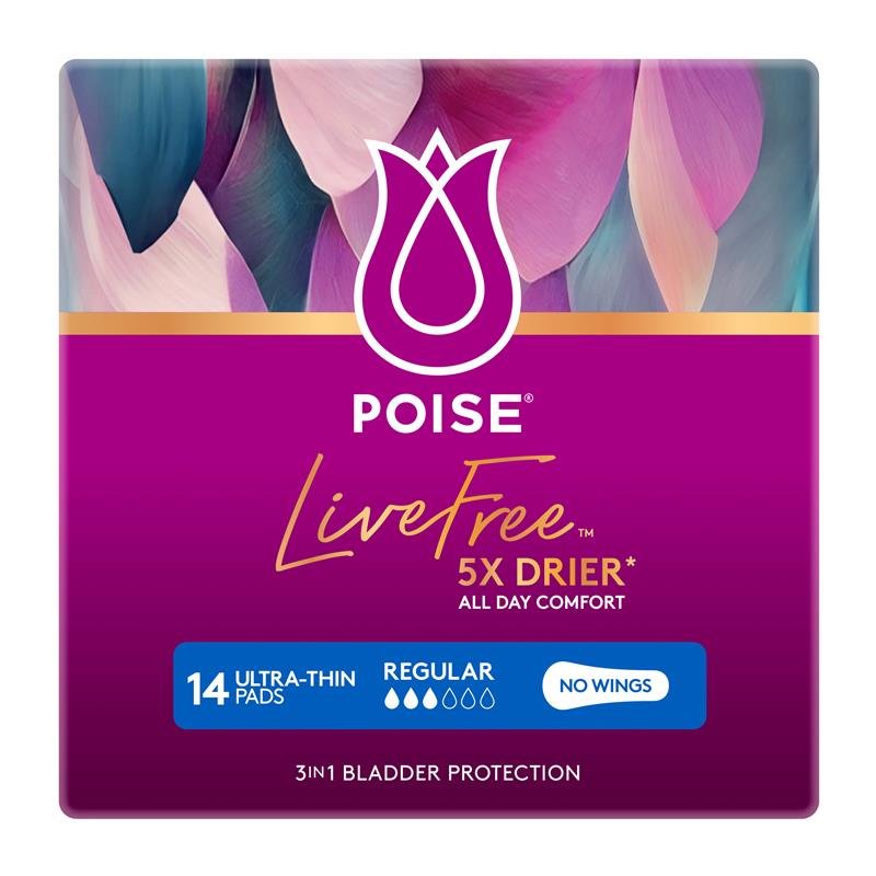 Poise LiveFree 普通型失禁护理垫 无护翼 14片