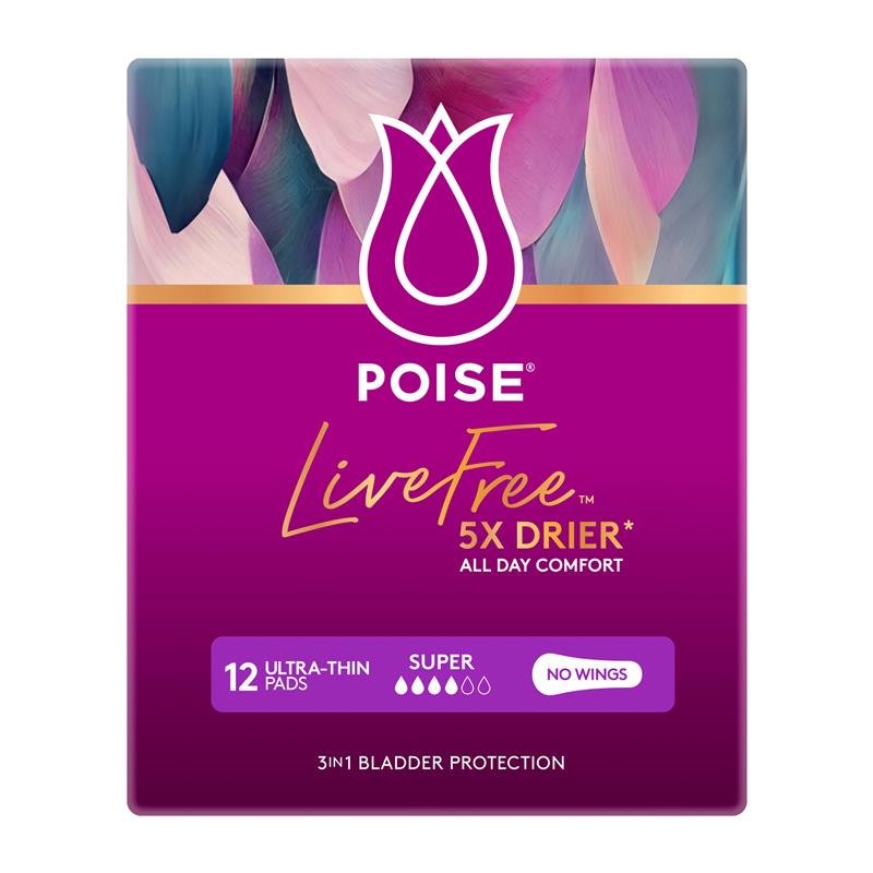 Poise LiveFree 加强型失禁护理垫 无护翼 12片