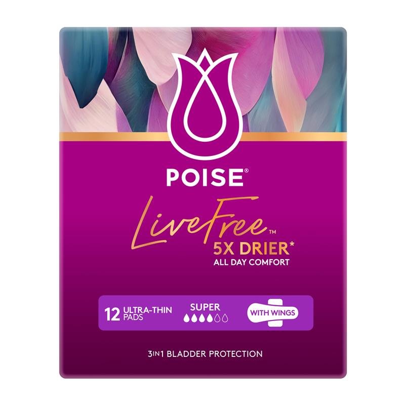 Poise LiveFree 加强型失禁护理垫 带护翼 12片