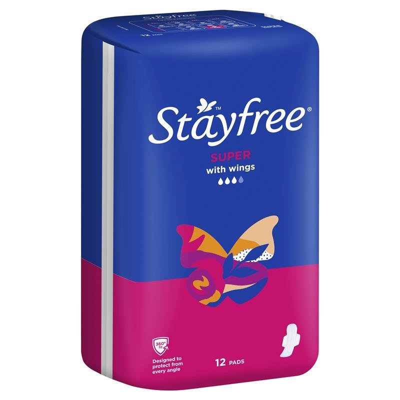 Stayfree 量多型卫生巾 带护翼 12片