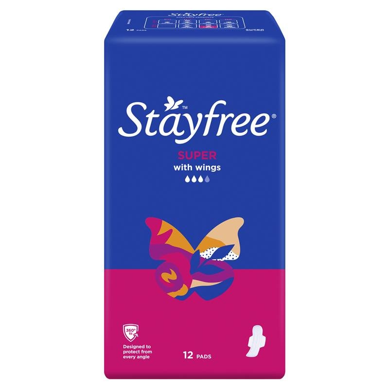 Stayfree 量多型卫生巾 带护翼 12片