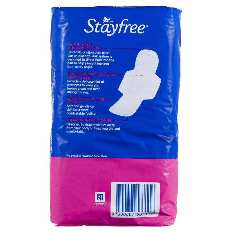 Stayfree 量多型卫生巾 带护翼 12片