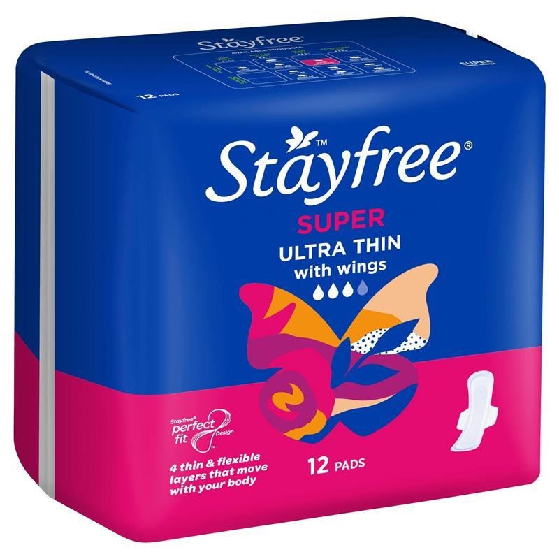 Stayfree 超薄量多型卫生巾 带护翼 12片