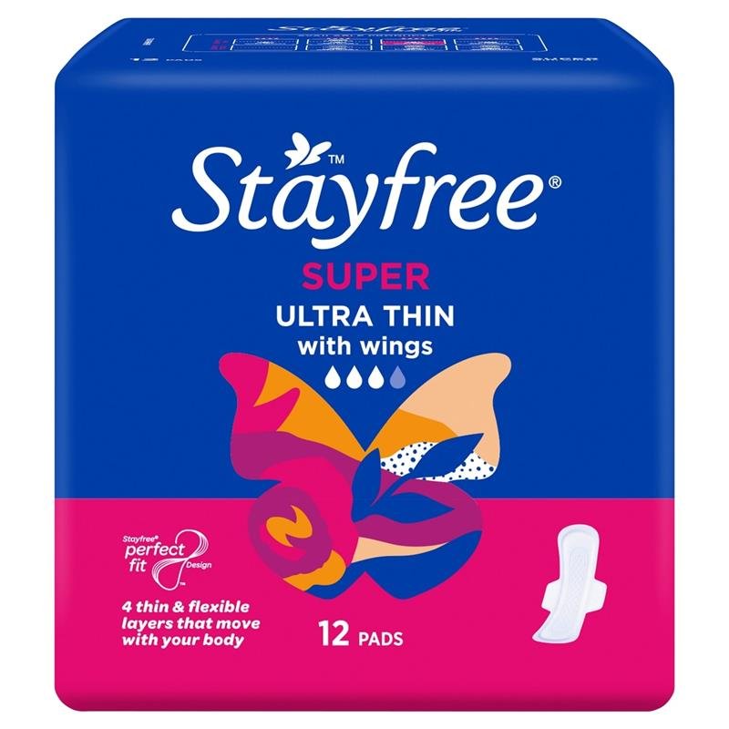 Stayfree 超薄量多型卫生巾 带护翼 12片