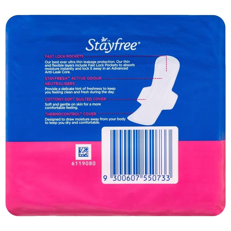 Stayfree 超薄量多型卫生巾 带护翼 12片