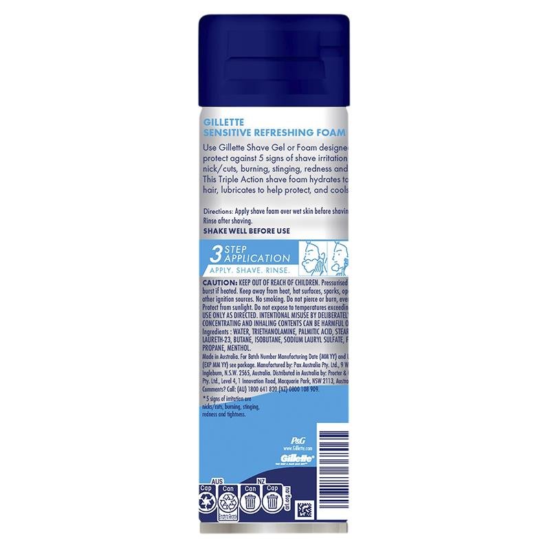 吉列 Gillette 敏感肌清爽剃须泡沫 245g