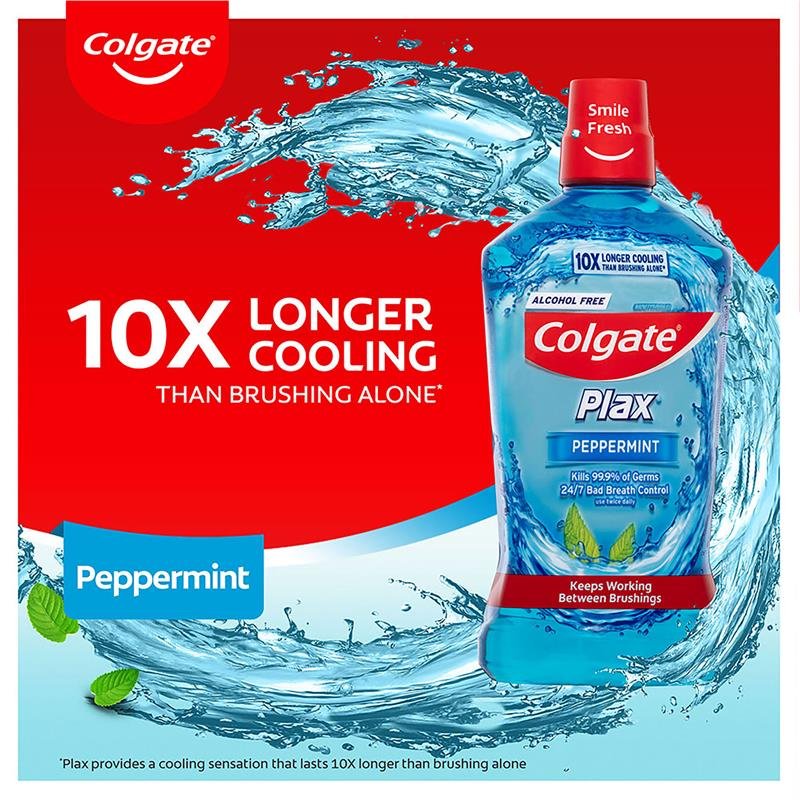 高露洁 Colgate Plax 无酒精抗菌漱口水 薄荷 1L