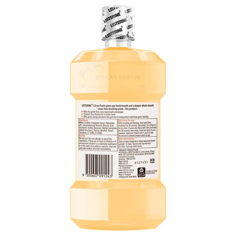 Listerine 李施德林 无酒精抗菌漱口水 柑橘味 500ml