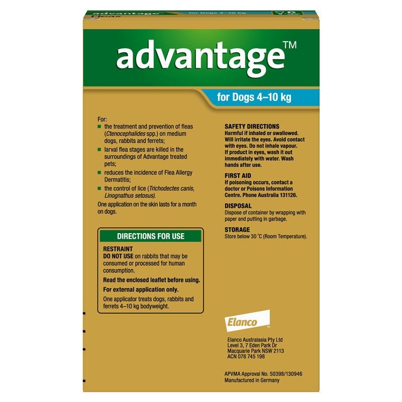 Advantage拜宠爽 犬用体外驱虫滴剂 4-10kg 6支
