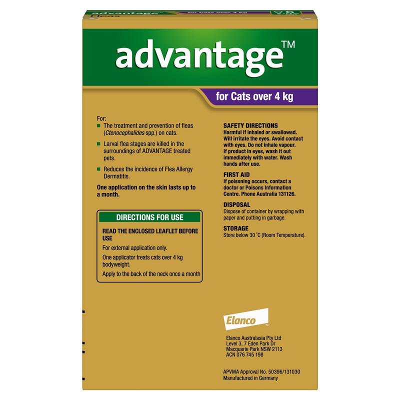 Advantage拜宠爽 猫用体外驱虫滴剂 4kg以上 6支