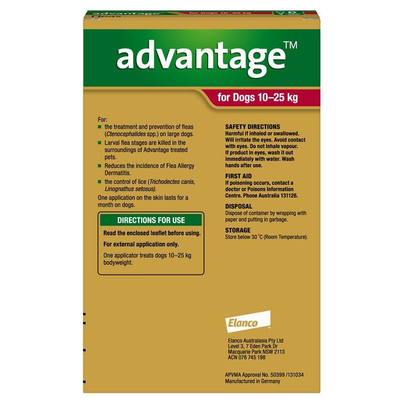 Advantage拜宠爽 犬用体外驱虫滴剂 10-25kg 6支